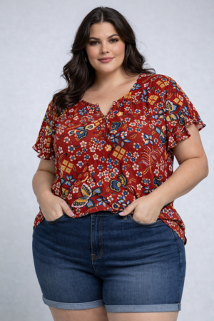 BLUSA COM BOTÕES E MANGA TRANSPASSADA