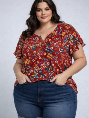 BLUSA COM BOTÕES E MANGA TRANSPASSADA