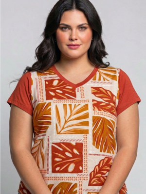 BLUSA FRENTE VISCOSE COSTAS MALHA