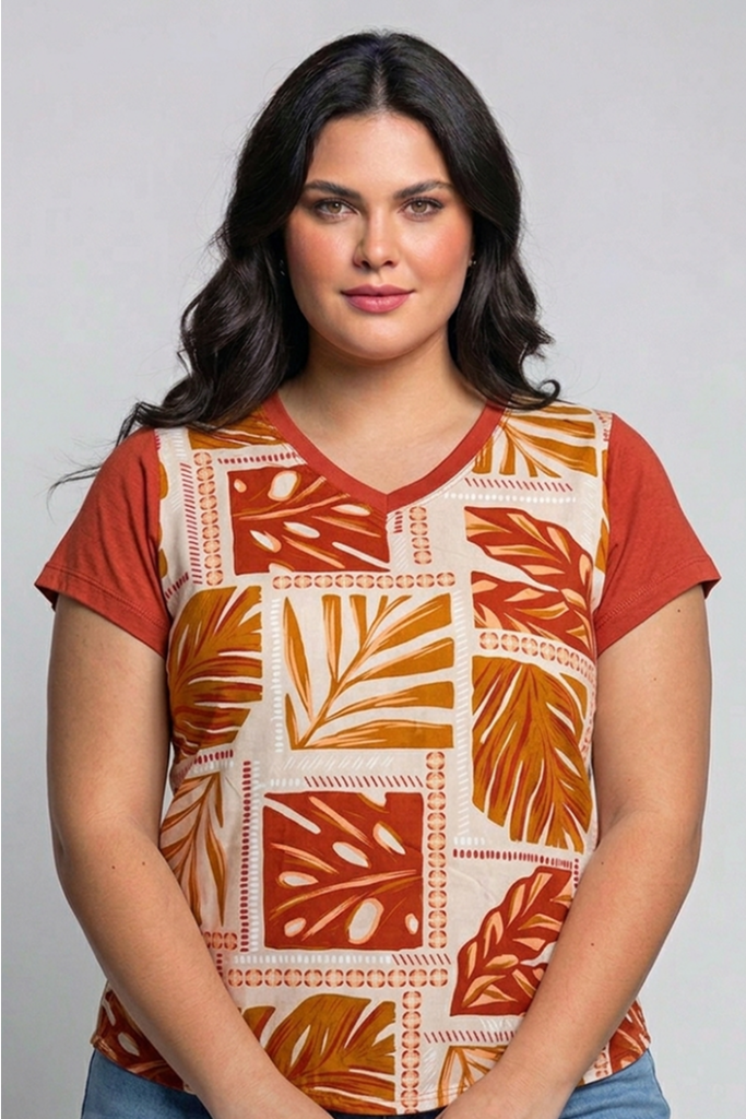 BLUSA FRENTE VISCOSE COSTAS MALHA