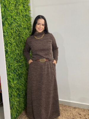 Conjunto saia longa malha ribi